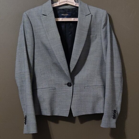 Loro Piana Brooks Brothers Wool Suit  Set Jacket and Skirt Black/Cream - Picture 9 of 11